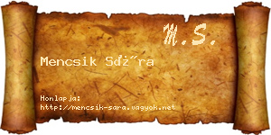 Mencsik Sára névjegykártya