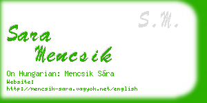 sara mencsik business card